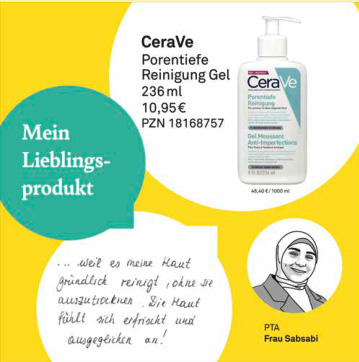 CeraVe Porentiefes Reinigungsgel, 236 ml, Empfehlung von Frau Sabsabi als Lieblingsprodukt für sanfte Hautreinigung.